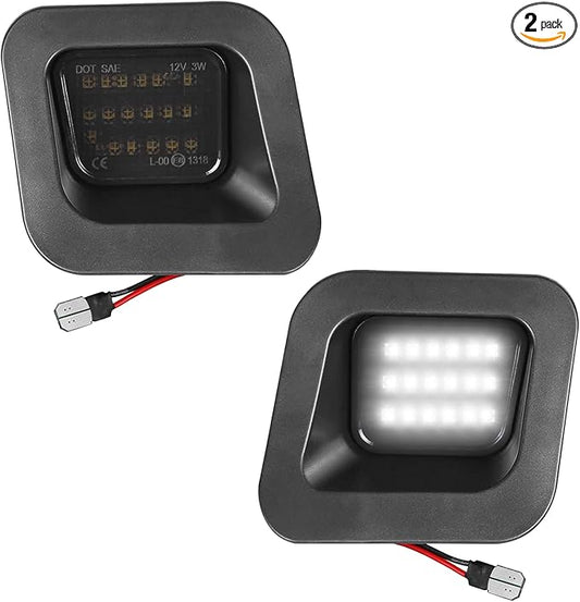 LESAUCE Full LED License Plate Light Tag Light For 2003-2018 Dodge RAM 1500 2500 3500 Pickup Truck, 6000K White, Smoke Lens, Tag Lamp Assembly Replacement, 2 PCS