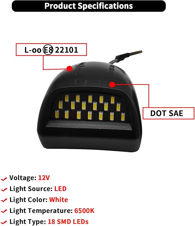 AlyoNed Full LED License Plate Light Tag Lamp Assembly Compatible with Chevy Silverado GMC Sierra 1500 2500 3500 Suburban Tahoe Yukon XL Cadillac Escalade EXT