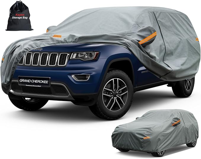 Kayme Heavy Duty SUV Car Cover Custom Fit Jeep Grand Cherokee (2010-2025) Waterproof All Weather for Automobiles, Full Exterior Covers Sun Rain UV Protection.