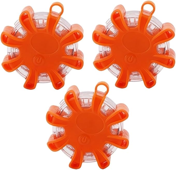 1pc 3pcs 6pcs 8/12 Led Flares Emergency Lights Roadside Safety Beacon Flashing Warning Flare Kit With Magnetic Warning Flasher(3pcs 8 led)