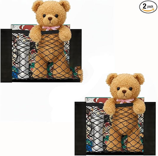 2 Pcs Back Seat Car Organizer Net for SUV, RV Inside Storage Organization Universal Cargo Mesh Bags, Adhesive Elastic Net Holder Accessories Pouch for Trunk, Camper, Car Ceiling, Front Seat, Boat