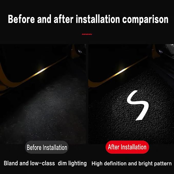 2Pcs Car Door Lights Projector for R55 R56 R57 R58 R59 R60 R61 F55 F56 F57 Car Door Logo Light Colorfast Courtesy Projector Laser Puddle lamp Welcome Lights Ghost Shadow Light Accessories (White S)