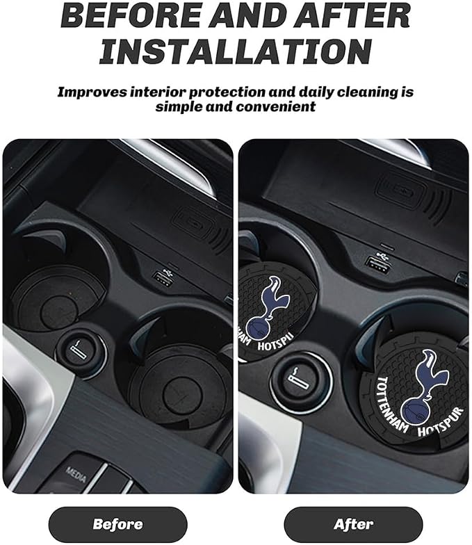 Cup Holder Insert Coaster for Tottenham Hotspur UEFA UCL Fans,Anti Slip Car Cup Coaster Interior Accessories