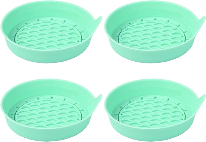 4PCS Car Cup Holder Coasters, Silicone Non-Slip Vehicle Cup Recessed Mats, Sift-Proof Automotive Interior Drink Insert Decor Accessories, Universal for SUV, Sedan, Truck (Green)