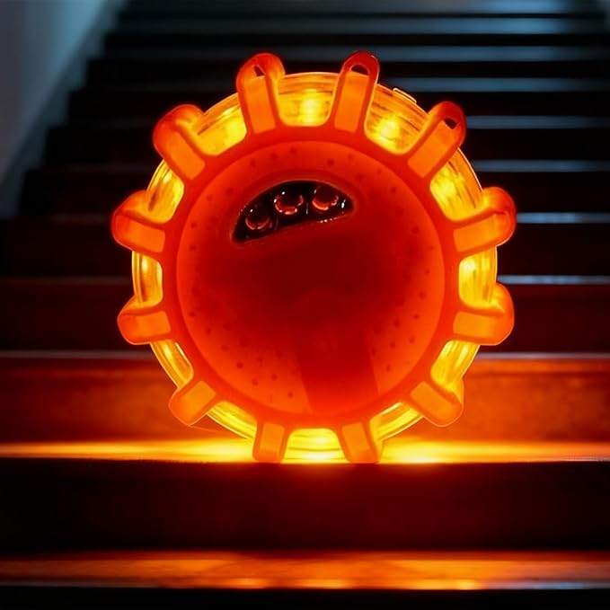 Led Road Flares,With Magnetic Base Hook,Roadside Warning Car Safety Beacon Flashing Disc Flare Kit,For Vehicle And Outdoor Activities