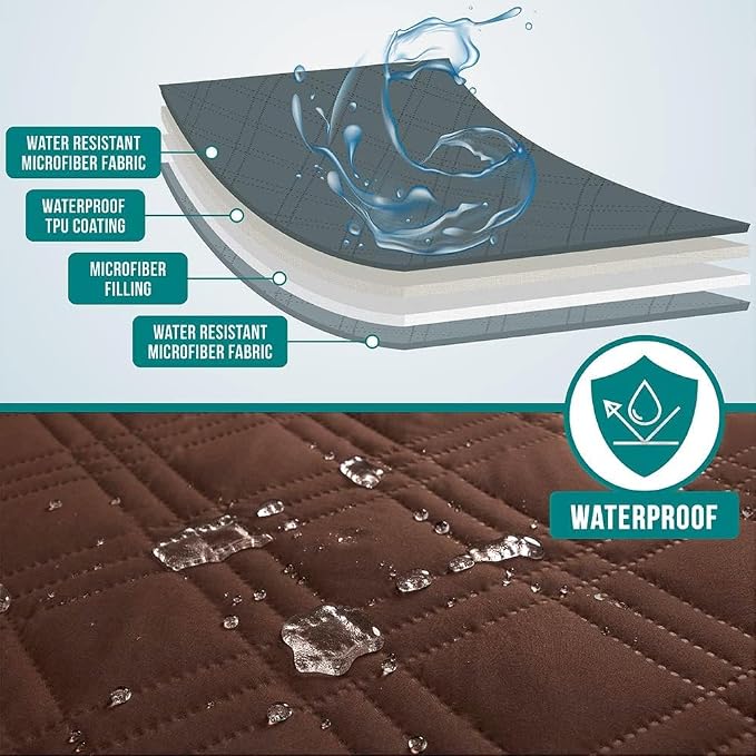 PetAmi Waterproof Couch Cover for Dogs, Non-Slip Leakproof Sofa Furniture Protector for Pet Cat, Machine Washable Bed Blanket for Car Seat, 102x82 Brown