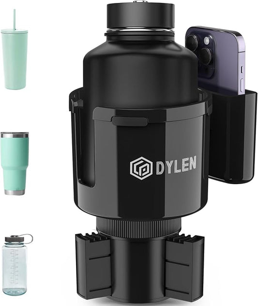 DYLEN Car Cup Holder Expander with Adjustable Base, Fits 16–46oz Bottles | Expandable Base Fits 2.5"–3.8" Cup Holders; Secures Yeti, Owala 16–46oz Bottles; 99% Phones; Anti‑slip Tabs Prevent Spills