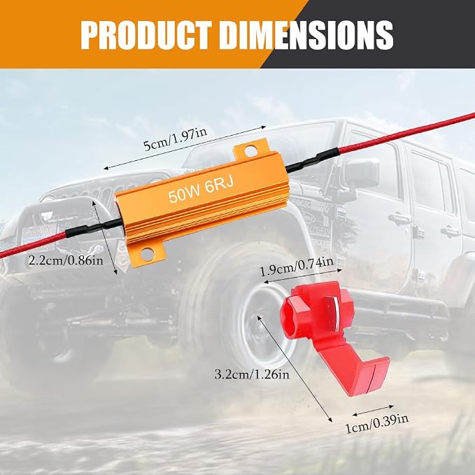4PCS Load Resistors, 50W 6Ohm Car Resistors, LED Turn Signal Resistor Flasher Adaptor, Aluminum Case Resistor for Fix LED Bulb Fast Hyper Flash Turn Signal Blink Error Code (6RJ, 4PCS)