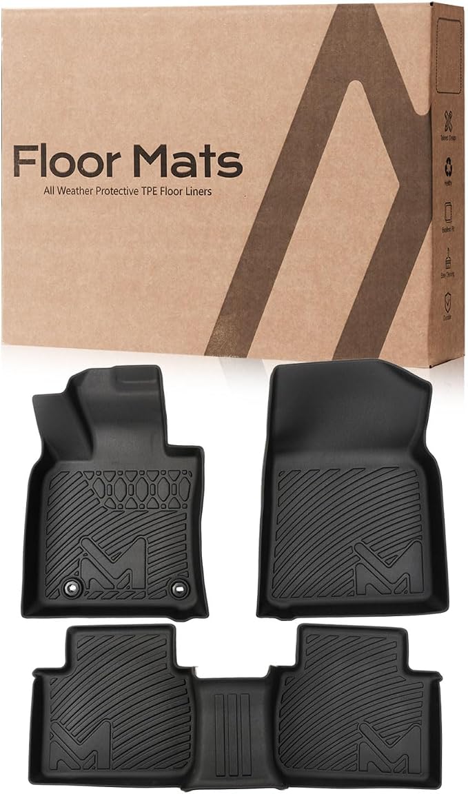 TPE Automotive Floor Mats Custom for 2018-2024 Toyota Camry (Not Fit Hybrid or AWD), All Weather Cover Protection Waterproof Black Floor Liner Front & Rear Row Full Set Car Mats, 3PCS