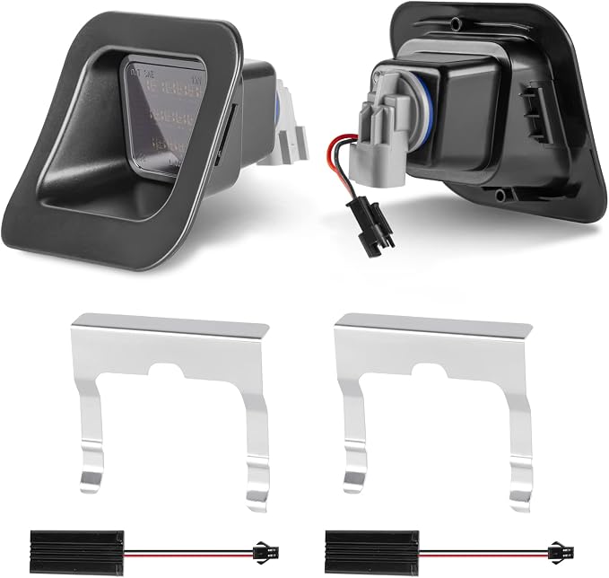 POPMOTORZ LED License Plate Lamp With Socket Clip Retainer Tag Lights Assembly - Compatible with 2003-2018 Dodge Ram 1500 2500 3500 Pickup Truck - Smoked Lens Rear Light (White)