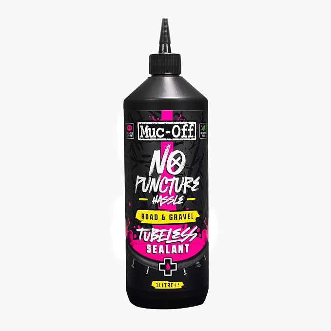 Muc-Off Road & Gravel Tubeless Tire Sealant | High-Pressure Puncture Sealant for Road & Gravel Bikes | Seals Holes up to 7mm | Works Up to 110 PSI