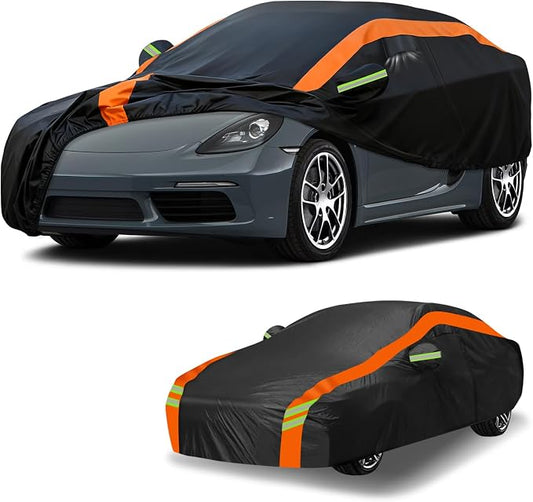 Universal Fit Car Cover for Coupe Length up to 177in, Waterproof Automobiles Cover All Weather Compatible with Nissan Versa/350Z, Porsche 718 Boxster Cayman, Subaru BRZ, Toyota Supra