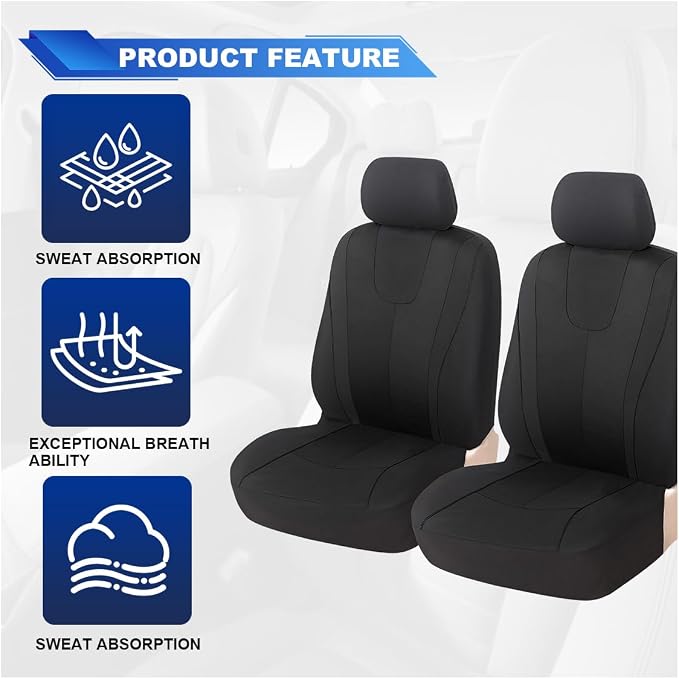 ZIMISI 4PCS Car Front Seat Covers, Comfort Breathable Vehicle Seat Protector Cover, Universal Automotive Interior Accessories for Car, SUV, Truck (Black)
