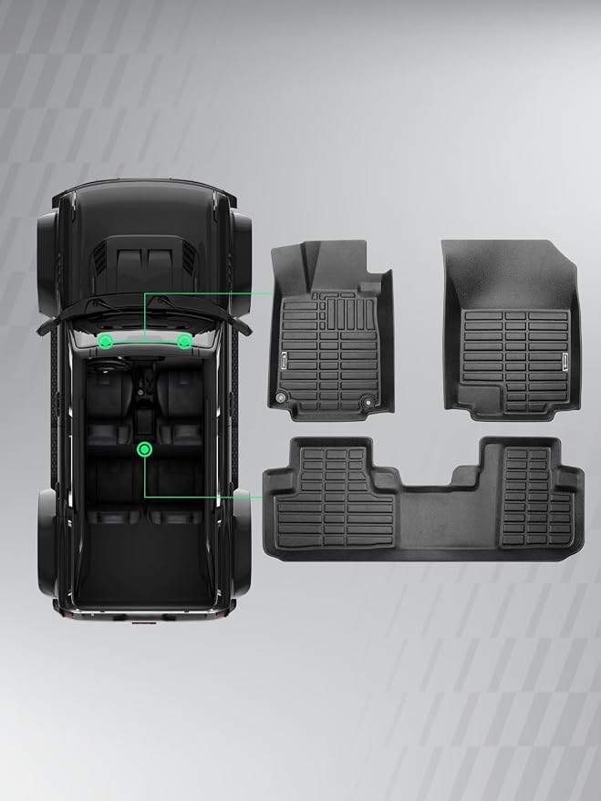 YHTAUTO Automotive All Weather Floor Mats Compatible with Honda CR-V 2012 2013 2014 2015 2016, Only for Carpet Flooring Car Mats Custom Fit TPE Floor Liners Front & Back Seat, Black, Set of 3