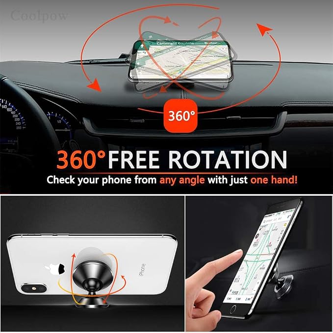Coolpow【2 Packs Magnetic Phone Holder for Car【Strong Magnet】 Phone Holders for Your Car Phone Holder Mount【4 Metal Plate】 Universal Car Accessories for Women Men for iPhone Samsung Speakerphones