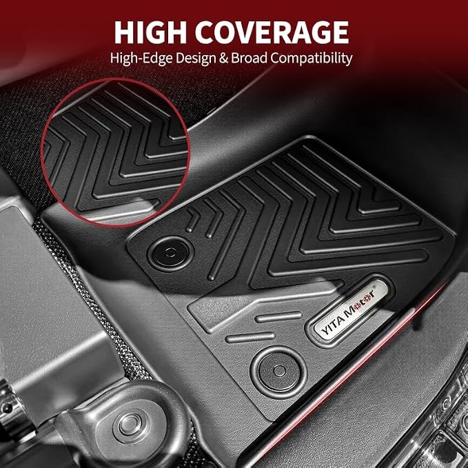 YITAMOTOR Floor Mats for Jeep Wrangler JK Unlimited 4 Doors 2014-2018 (Not for JL or 2-Door), All Weather Custom Fit Floor Liners 1st & 2nd Row Protection, Heavy Duty Car Mats Black