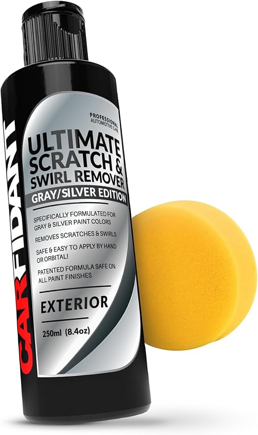 Carfidant Gray and Silver Scratch and Swirl Remover Kit, Car Scratch Remover for Deep Scratches with Buffer Pad, Rubbing Compound for Cars, 8.4 fl. Oz.