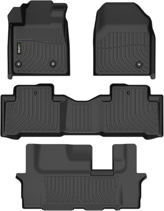 Floor Mats Custom for 2009-2015 Honda Pilot Model All Weather Protection TPE Heavy Duty Automotive Floor Liners 1st& 2nd& 3rd Row Full Set Accessories-Black