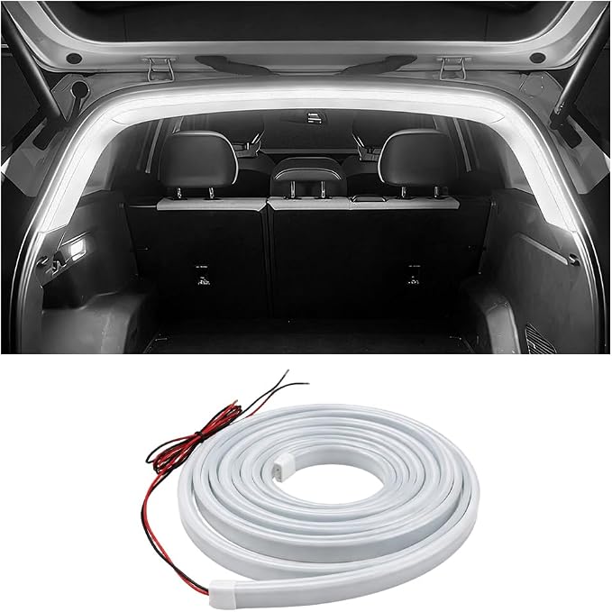 Car Trunk LED Light Strip, 157.5" Flexible Embedded Silicone Vehicle Interior Cargo Area Ambient Lighting, Automotive Trunk LED Light Strip Decor, Universal for SUV Van Truck (White)