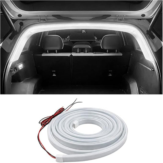 Car Trunk LED Light Strip, 157.5" Flexible Embedded Silicone Vehicle Interior Cargo Area Ambient Lighting, Automotive Trunk LED Light Strip Decor, Universal for SUV Van Truck (White)