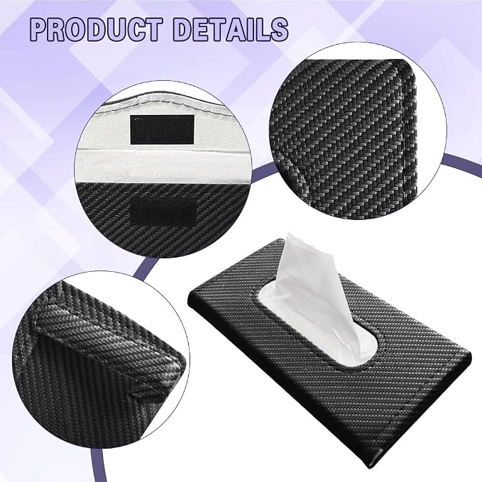 Car Visor Tissue Holder, Tissue Box Holder for Car, Leather Auto Sun Visor Napkin Case Mask Dispenser, Automotive Accessories Rectangular Hanging Auto Napkin Box Fit for Most Vehicles (Black)