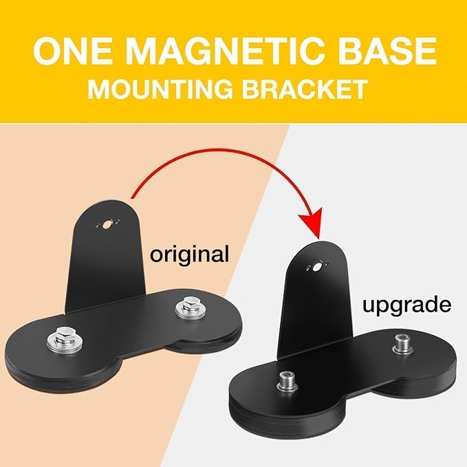 Magnetic Light Bar Mounting Brackets, AKD Part 2PCS Powerful LED Light Magnetic Base Sucker Holder Universal Side-Mounted Brackets Kit for Straight Curved Light Bar on Hood Roof