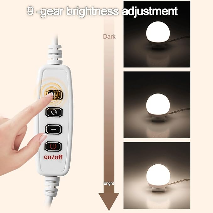 Vanity Mirror Lights 8 Bulbs Hollywood Style 3 Colour Changing & 9 Brightness, for Makeup Dressing Table Mirror
