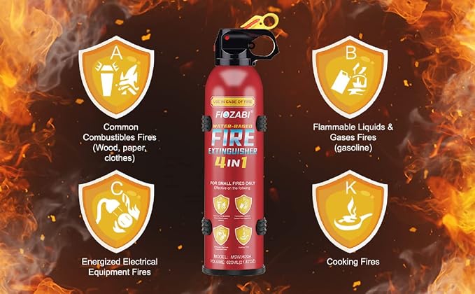 Portable Fire Extinguisher Spray With Bracket Can Prevent Re-Ignition,Best Suitable for The House/Car/Truck/Boat/Kitchen/Home Water-Based Fire Extinguishers Fire Type A/B/C/K 620ml (2 pack)