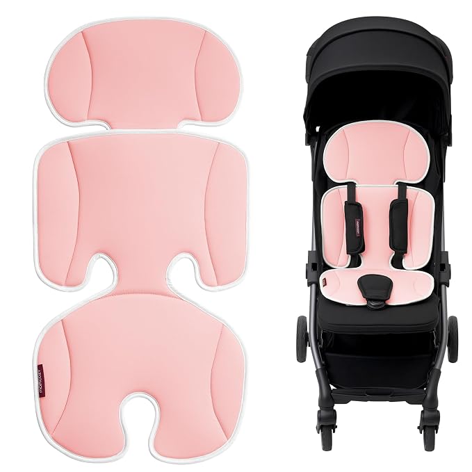 Momcozy Stroller Cooling Pad | Universal Soft Cooler Pad, Breathable & Adjustable Seat Liner | Detachable 2-Piece Cooling Cushion | Fits Strollers, Crib, High Chair, Bassinet, Swing