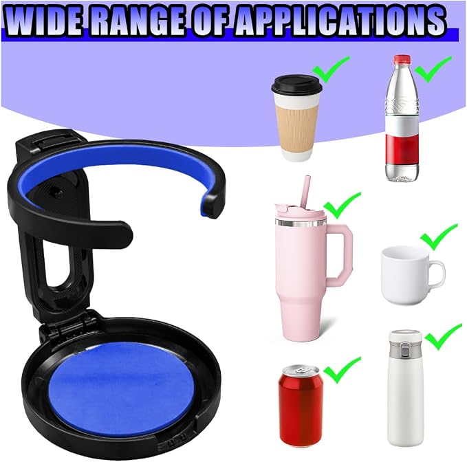 Car Air Vent Cup Holder Auto Ashtray Holder, Adjustable Drink Holder Extender for Horizontal Vents, Universal Tool-Free A/C Vent Mount for Various Coffee, Water, Juice Cups in Car, Truck, SUV (Blue)
