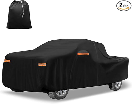 X AUTOHAUX Car Cover for GMC Sierra Crew Cab 6.6FT 210D-PU Outdoor Full Car Cover All Weather with Door Zipper for Waterproof Windproof Sun Rain Snow Protection
