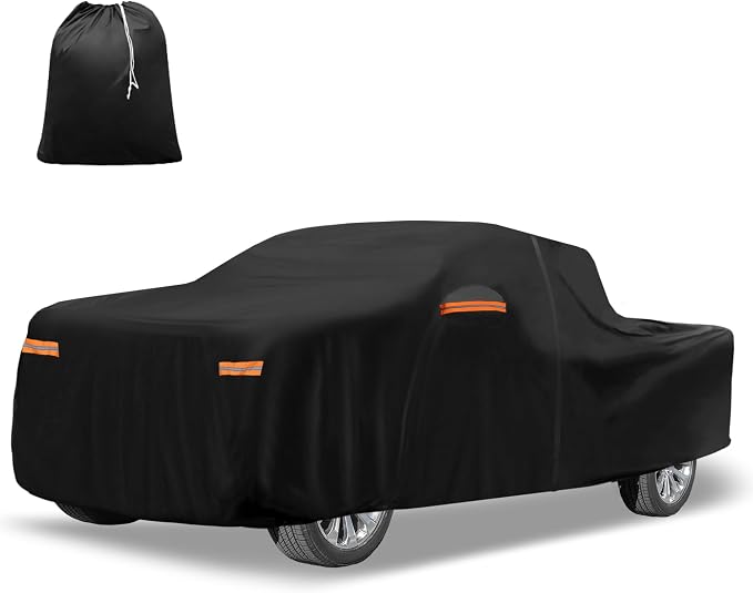 X AUTOHAUX Waterproof Full Car Cover for Chevrolet Silverado Crew 210D-PU | with Door Zipper, Outdoor Waterproof Full Car Cover All Weather Windproof Sun Rain Protection