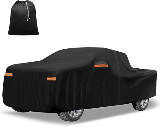 X AUTOHAUX Waterproof Full Car Cover for Chevrolet Silverado Crew 210D-PU | with Door Zipper, Outdoor Waterproof Full Car Cover All Weather Windproof Sun Rain Protection
