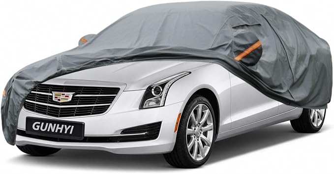 GUNHYI Premium Car Cover Custom Fit Cadillac ATS, 16 Layers Heavy Duty Car Cover Waterproof All Weather with Zipper Door for Sun Rain Snow Dust Uv Protection