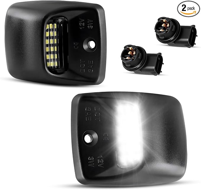 LESAUCE Upgraded LED License Plate Lights Compatible with 2005-2015 Toyota Tacoma/2000-2013 Tundra, Tag Lamp Assembly Replacement with Socket, 6000K White, IP68 Waterprooof, Pack of 2