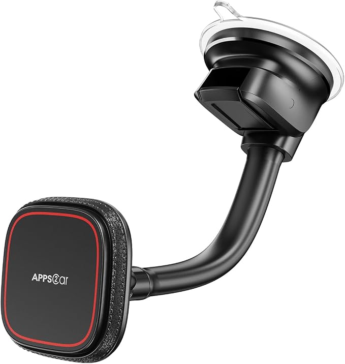 APPS2Car Upgraded for MagSafe Car Mount, Magnetic Car Phone Holder with Flexibile Gooseneck Arm, Suction Cup Holder for Windshield Window Dashboard, Fit for iPhones Smartphones