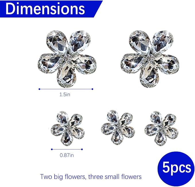 Zpana Bling Daisy Flower Car Air Vent Clips, 5PCS Sparkling Crystal Rhinestone Cute Vehicle Air Conditioning Clamp, Diamond Auto Air Outlet Clip Decor for Women Girls, Universal Fit (White)