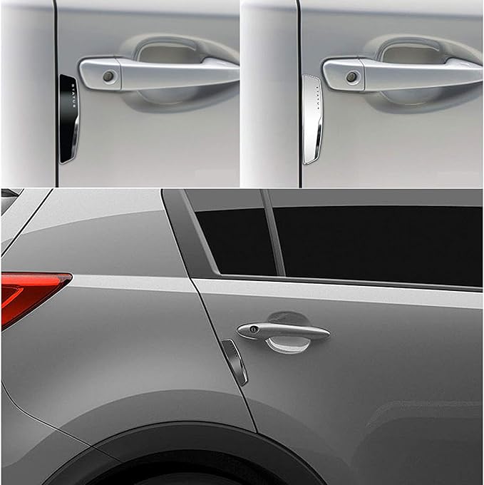 STATUS 4Pcs High Glossy Slim Door Edge Guards Bumper Protector Trim Guard Sticker Molding for Motors Auto Vehicle (White)