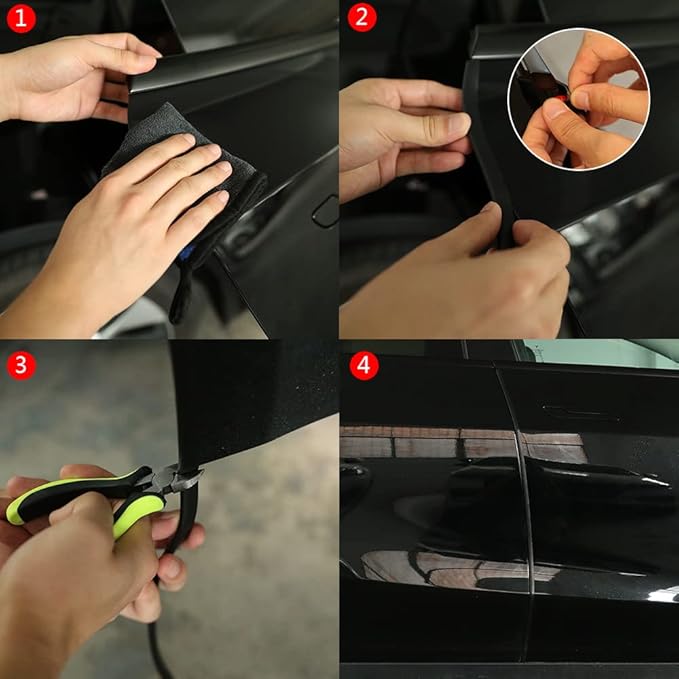 Winunite 32.8ft (10m) Car Door Edge Guards Black – Self-Adhesive PVC, U-Shaped, Fits Most Vehicles, Fade-Resistant, Scratch- and Chip-Resistant – Reduces Dings in Parking Lots