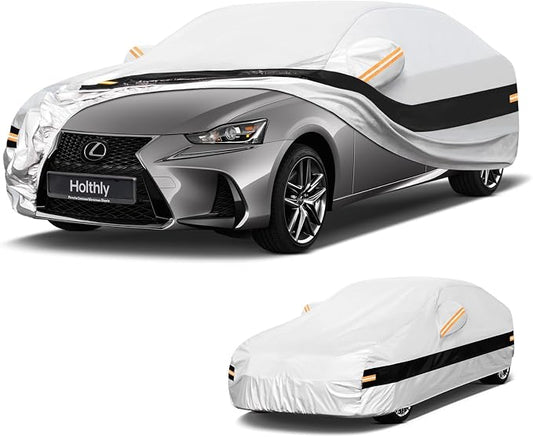 10 Layers Sedan Car Cover Custom Fit for Lexus is 250 300 350 (1998-2020), Waterproof All Weather for Automobiles, Outdoor Full Cover Sun Dust Rain Protection with Cotton. Silver
