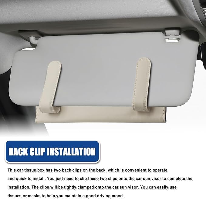 Bling Car Sun Visor Tissue Box Holder, Visor Accessories, Rhinestone PU Leather Crystal Sparkling Napkin Holder, Auto Sun Visor Paper Towel Cover Case Accessories for Most Cars (Beige+Colorful)