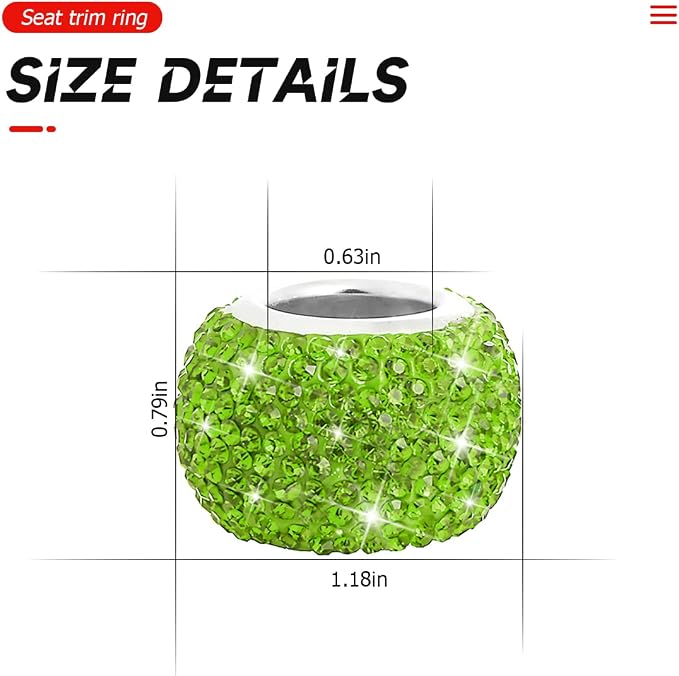 BELOMI 4 Pack Car Headrest Collars, Bling Car Head Rest Collars Rings Decor, Rhinestone Car Head Rest Collars, Diamond Interior Car Seat Accessory (Green)
