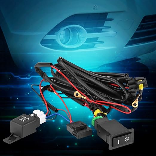 LED Light Wiring Harness Kit,12V Universal Car LED Fog Light On/Off Switch Wiring Harness Fuse Relay Kit