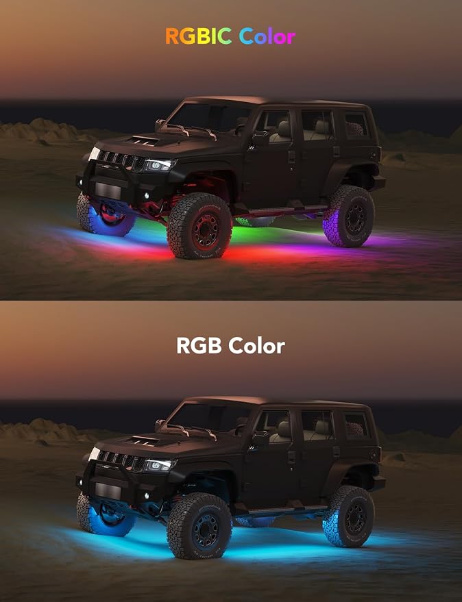 Govee Car Underglow Lights, 8 pcs, RGBIC Car Lights, App Control | 16 Million Colors, 45 Scene Modes, 3 Music Modes, for Cars, SUVs, Trucks, DC 12-24V
