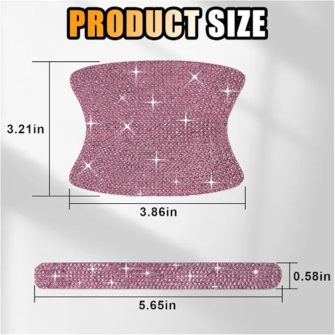 JOYCOURT 10PCS Bling Car Door Handle Anti-Scratch Sticker, Pink | Universal Car Door Handle Cup Protective Cover, Adhesive Door Bowl Sticker, Shiny Rhinestone Auto Decor Accessories for Women