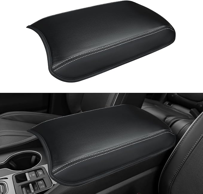 INTGET Center Console Cover for Honda Pilot Accessories 2023-2025 2026,Ridgeline/Passport 2024 2025 2026 Leather Car Armrest Arm Rest Box Lid Middle Seat Protector (Carbon Pattern with pad, 2023+)