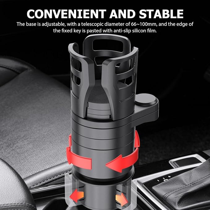 Cabilock Car Cup Holder Expander Multifunction Drink Holder with Rotating Base Adjustable Water Cup for Car Organizer for Mugs Bottles and Auto Storage