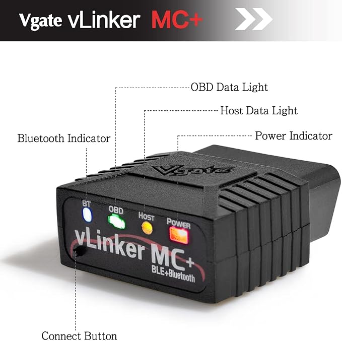 Vgate vLinker MC+ Bluetooth OBD2 Car Diagnostic Scan Tool for iOS, Android, Windows