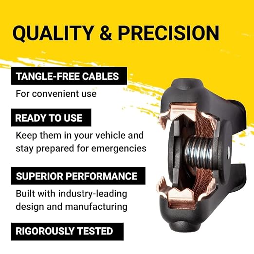 Spartan Power Heavy Duty Jumper Cables with Alligator Clips, 100% Pure Copper Wire, Positive & Negative Leads Battery Cable, Made in the USA - 1/0 AWG Gauge Cable, 10 ft