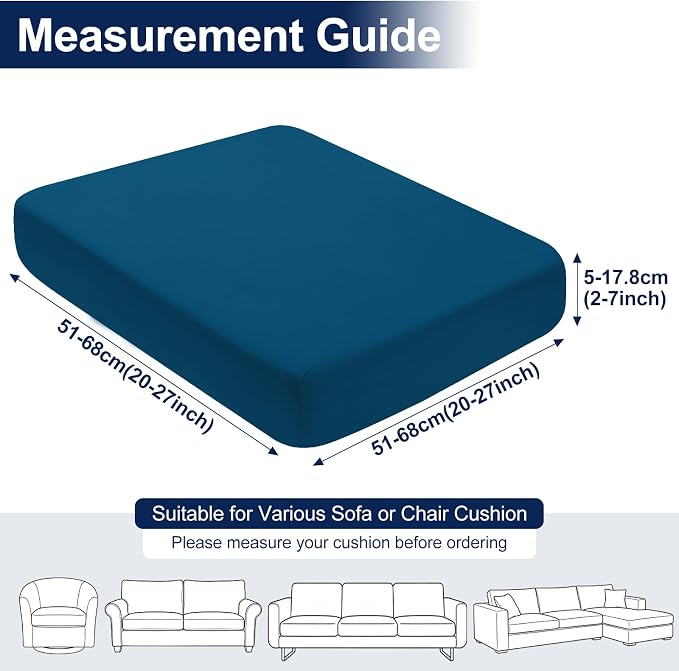Smiry Waterproof Patio Cushion Covers, Stretch Outdoor Couch Slipcovers Replacement Washable Furniture Protector Sofa Chair Seat Cover for Dogs and Pets (12 Pcs, Peacock Blue)